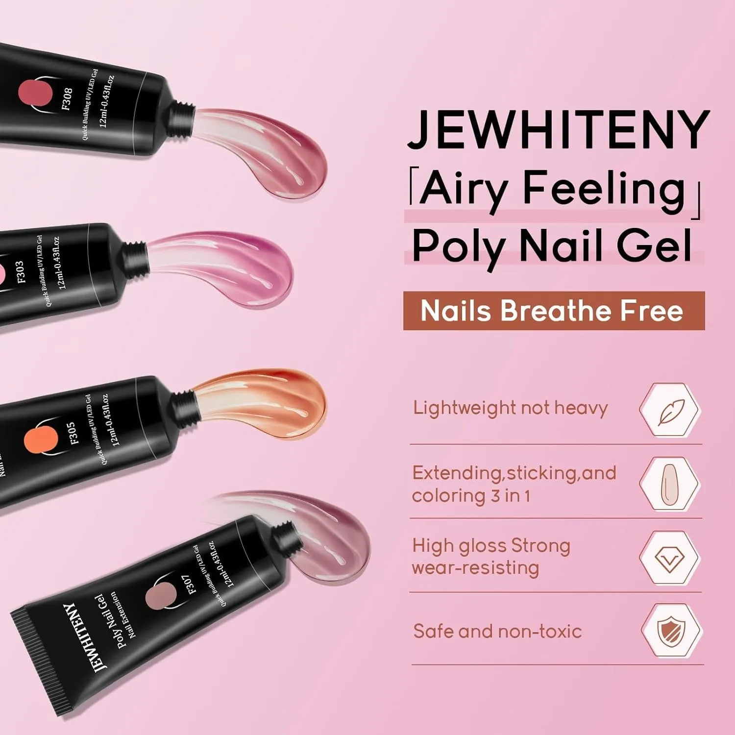 14-Piece Poly Gel Nail Art Kit with Mini UV Lamp and Essential Nail Tools for Beginners