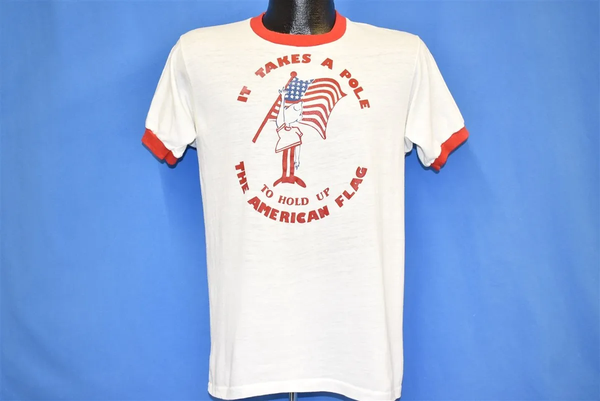 80s Takes a Pole to Hold American Flag Ringer t-shirt Medium