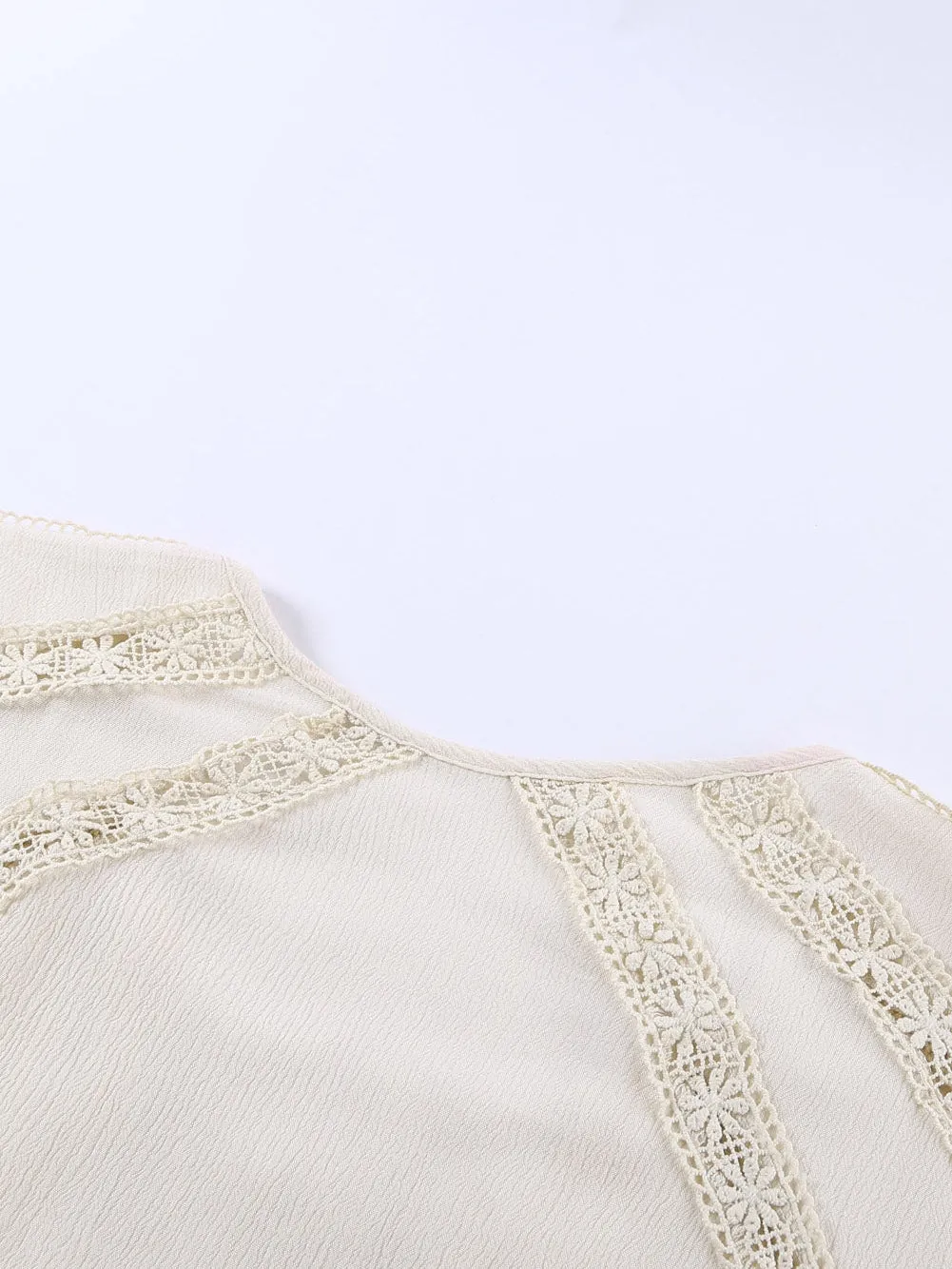 Apricot Crochet Eyelet Short Sleeve Top with Lace Detail
