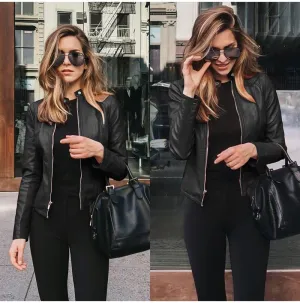 Autumn Jacket Women Coat Jacket PU Leather Fashion Short Coat Thin