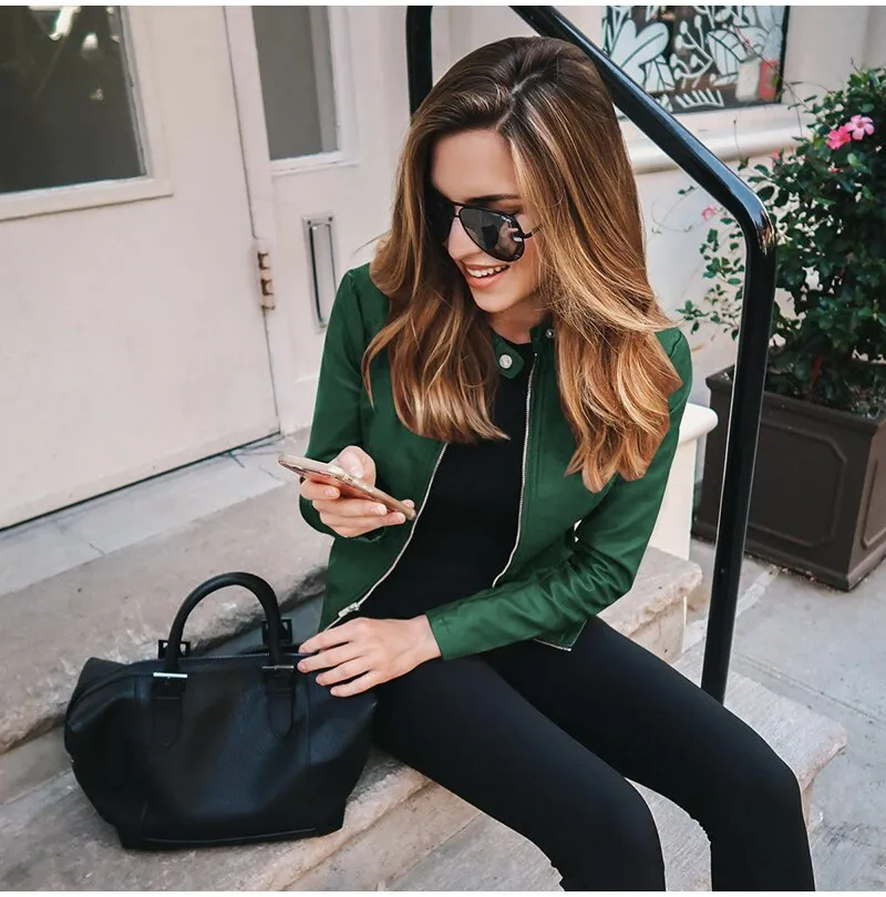 Autumn Jacket Women Coat Jacket PU Leather Fashion Short Coat Thin