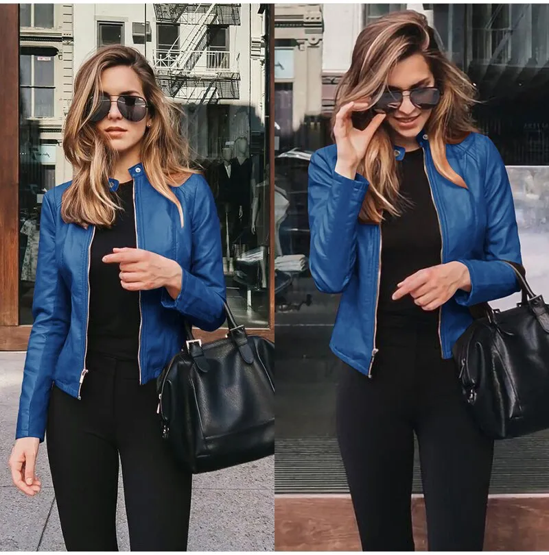 Autumn Jacket Women Coat Jacket PU Leather Fashion Short Coat Thin