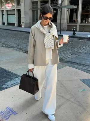 Back To School Joskaa Full Sleeve Solid Color Lapel Versatile Women's Jackets Vintage Single Breasted Casual Coats Fall Lady Commute Street Outerwears