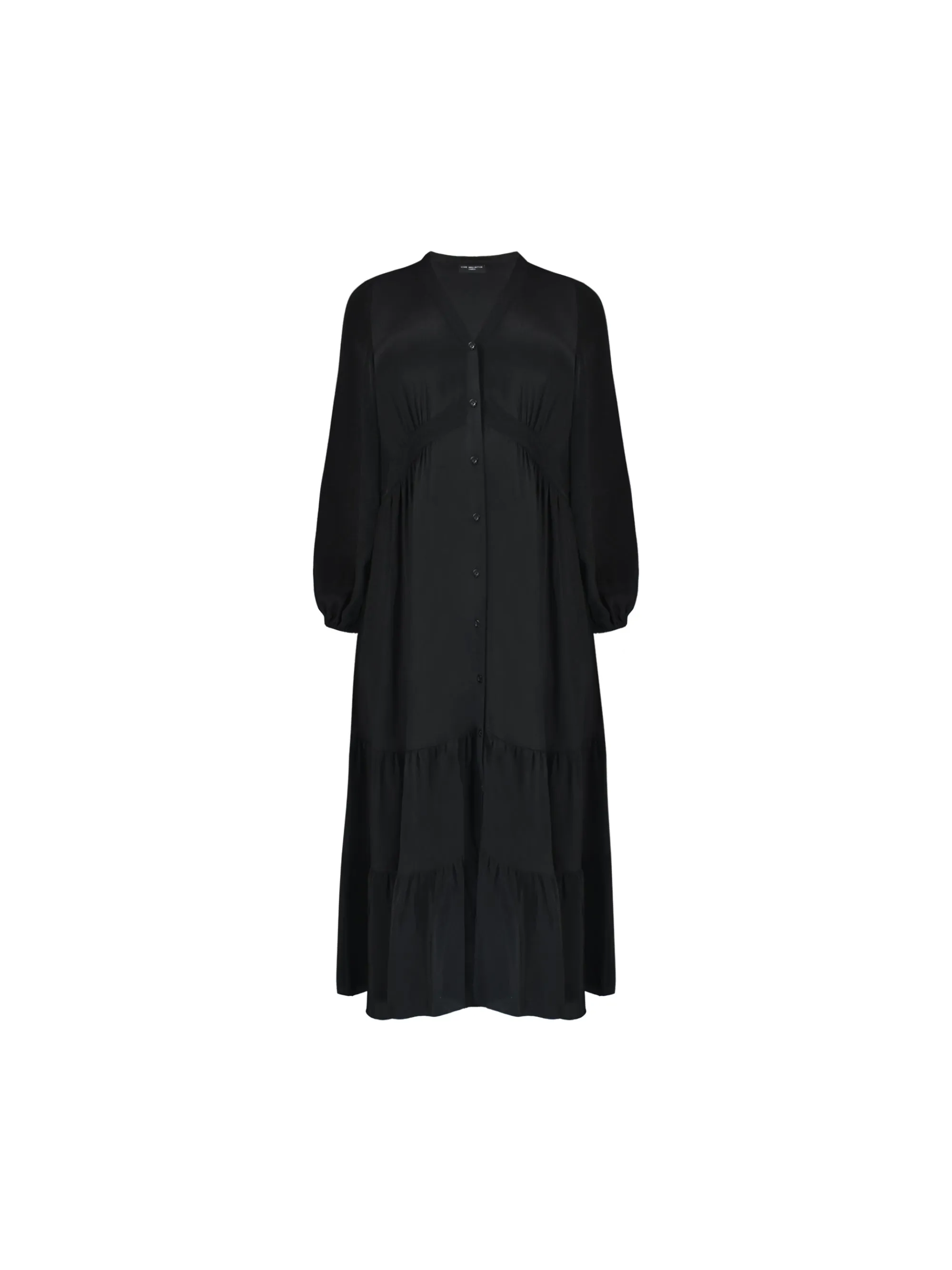 Black Button Front Midaxi Dress