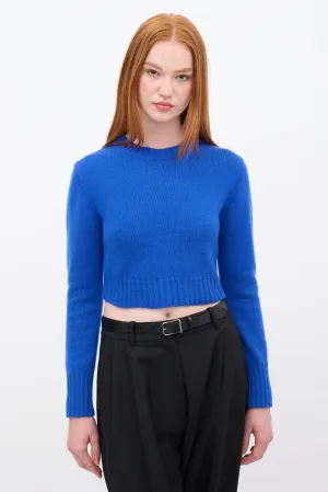 Blue Knit Cropped Sweater