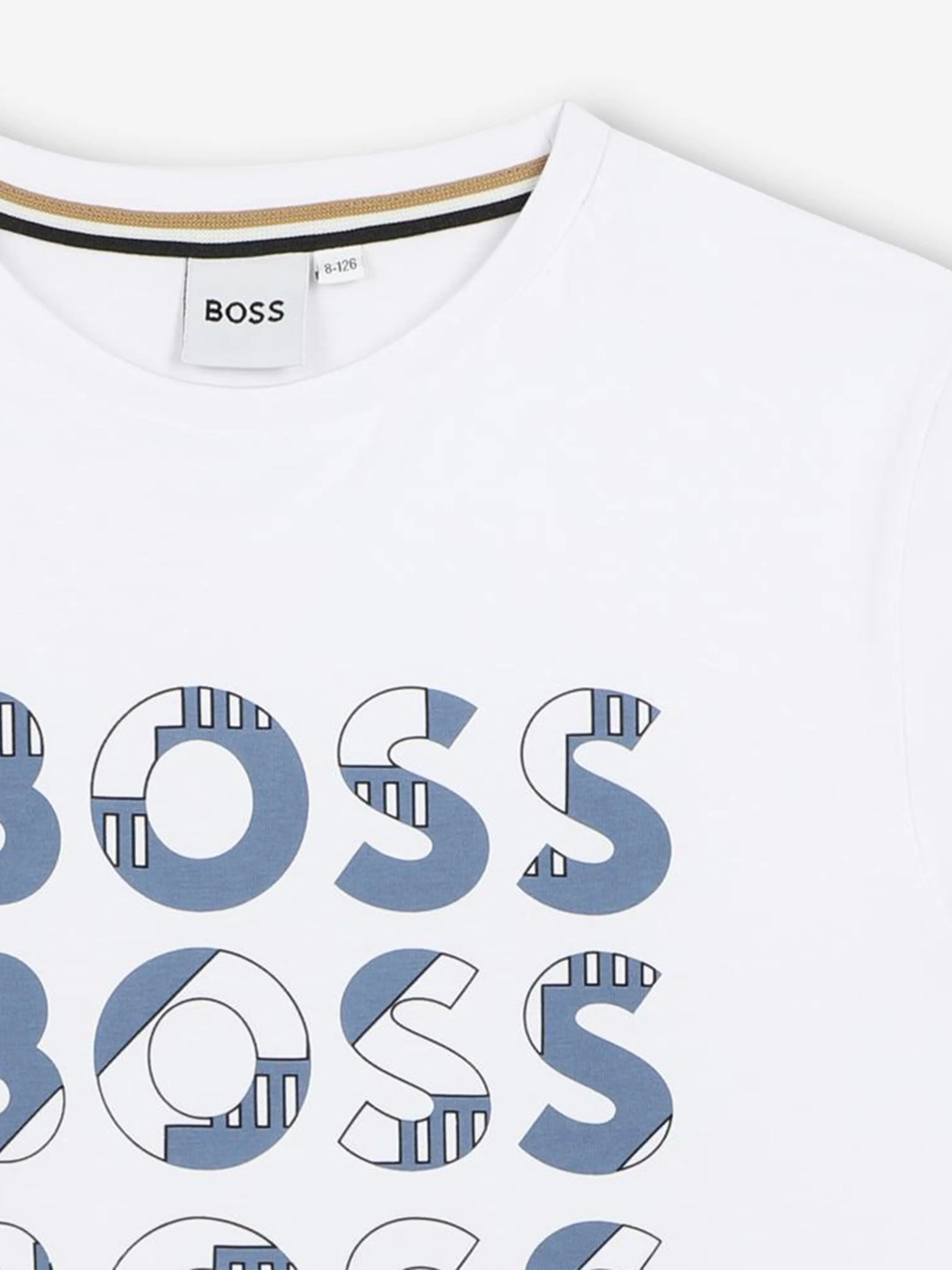 BOSS Boys Multi Logo T-Shirt in White