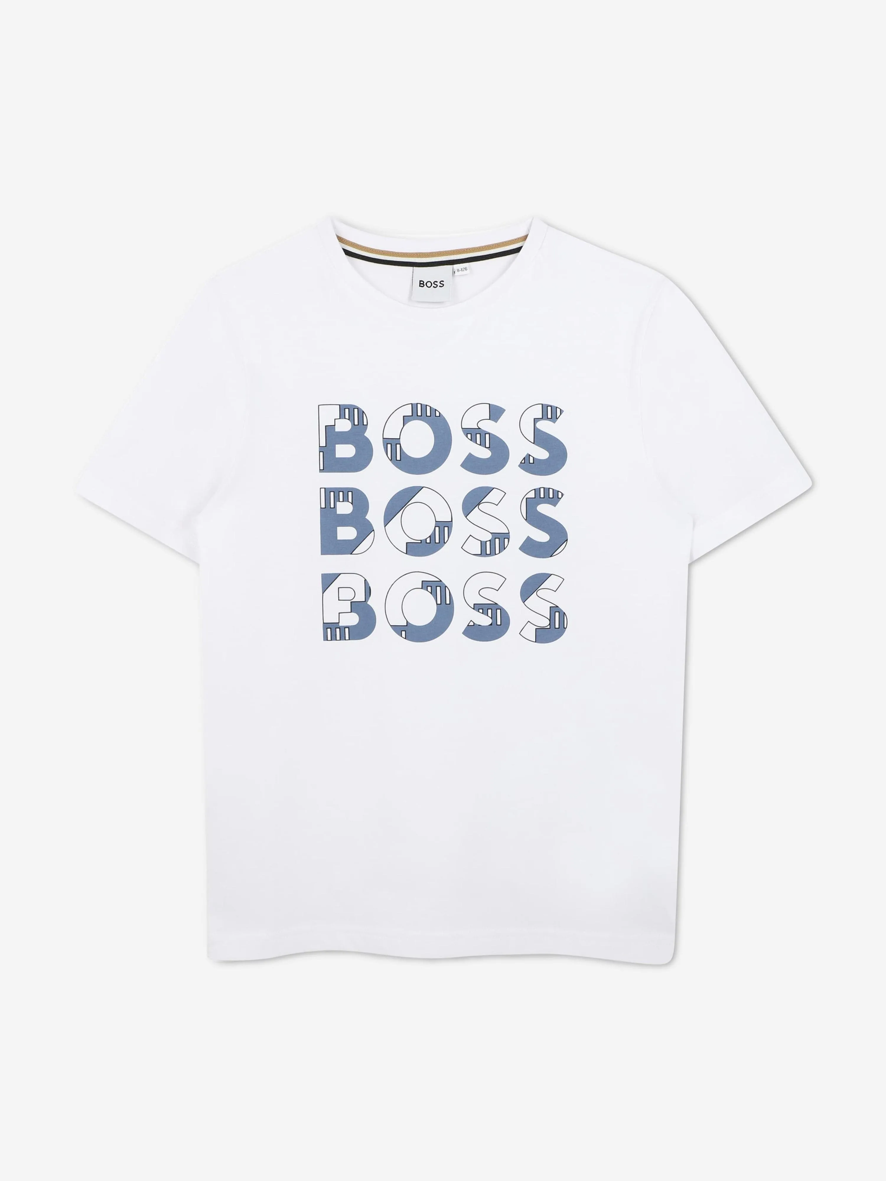 BOSS Boys Multi Logo T-Shirt in White