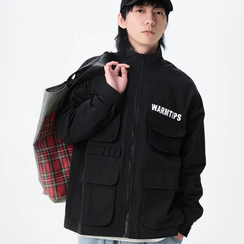 Cargo Jackets Streetwear Hip Hop Buckles Camouflage Military