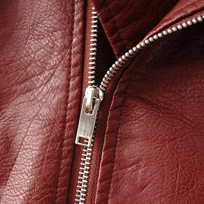 Casual PU Coat Lapel Collar Long Sleeve High Waist