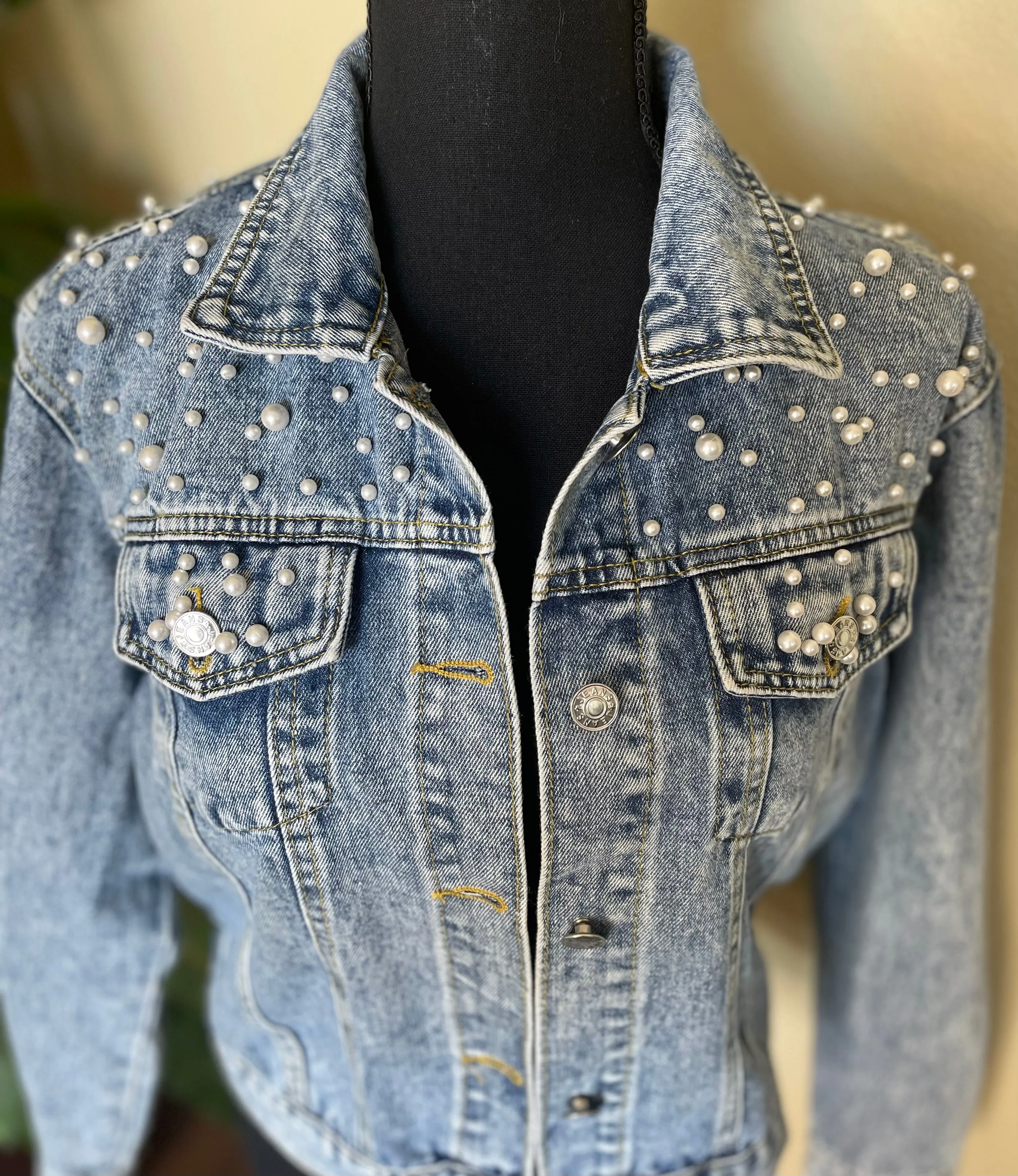 Denim Pearls Jacket