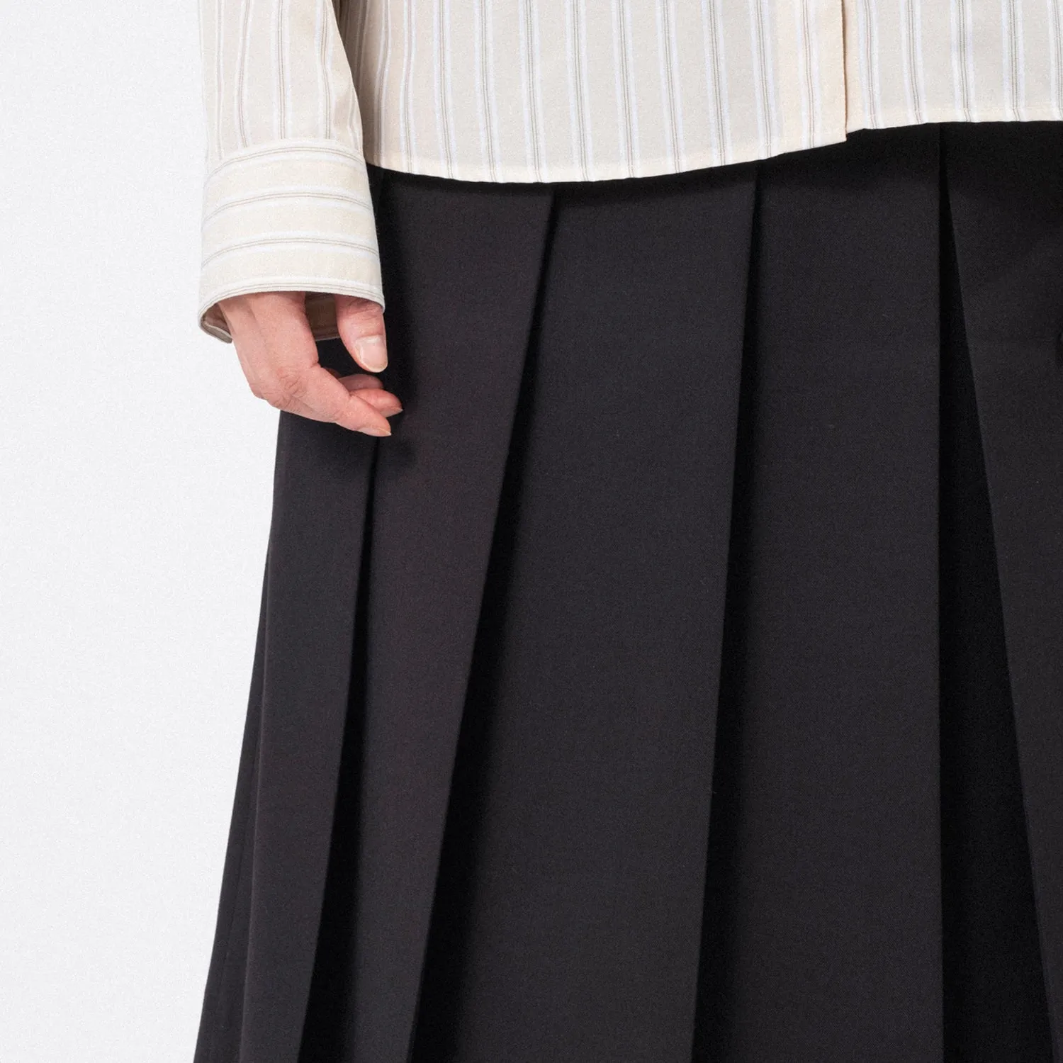 [DUNST] RIBBONED PLEATS SKIRT _ BLACK