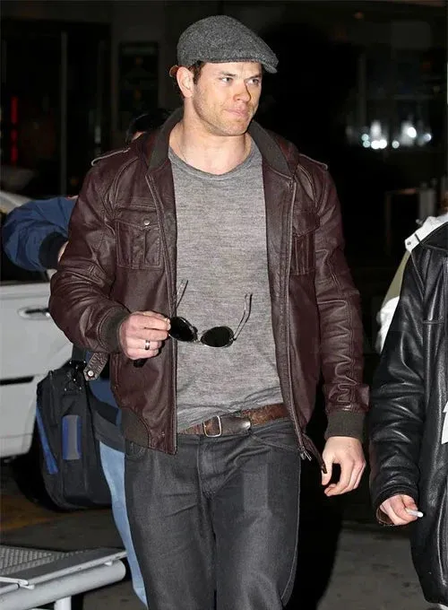 Elegant Brown Real Leather Jacket Worn By Kellan Lutz | Kellan Lutz Elegant Brown Real Leather Jacket