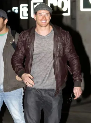 Elegant Brown Real Leather Jacket Worn By Kellan Lutz | Kellan Lutz Elegant Brown Real Leather Jacket