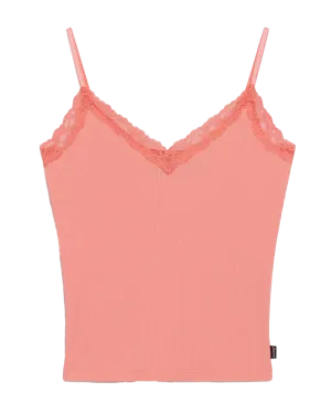 Essential Lace Trim Cami Vest in Sunset Coral