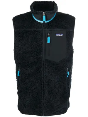 faux-shearling logo-patch gilet