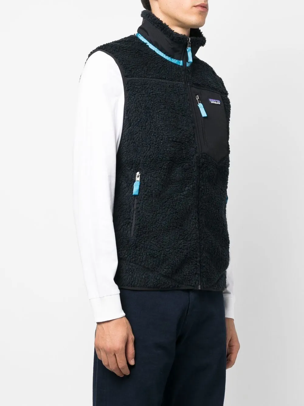 faux-shearling logo-patch gilet