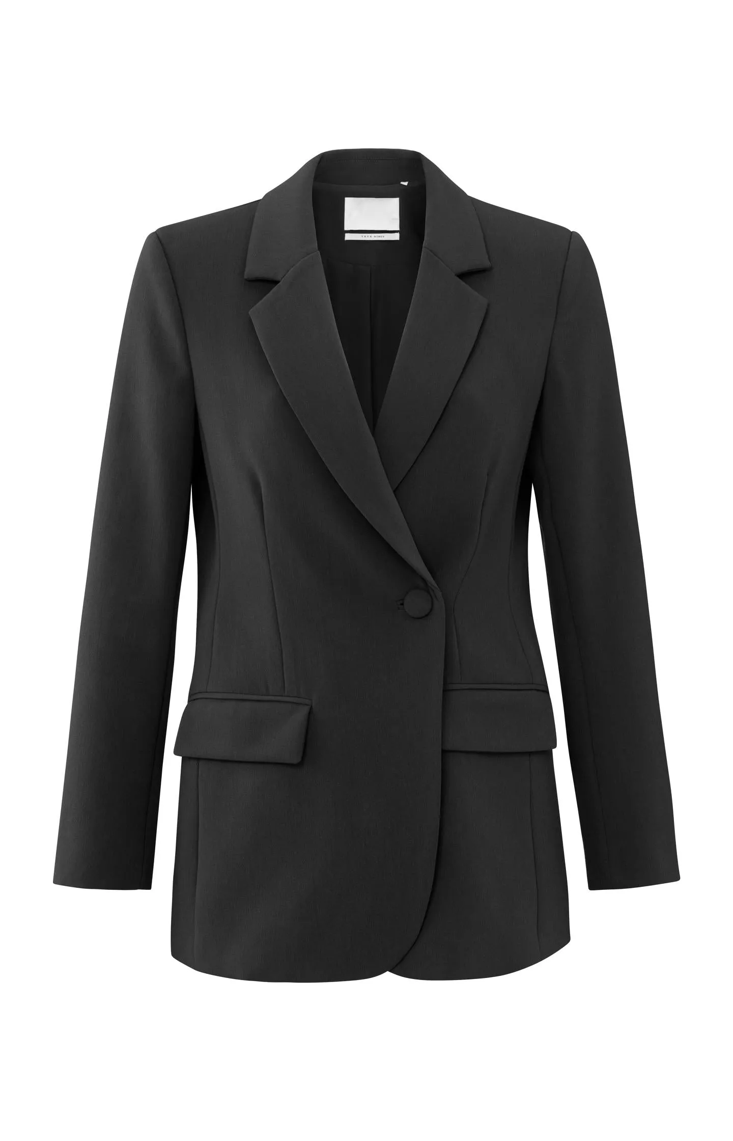 Fitted blazer with asymmetrical closure and front pockets