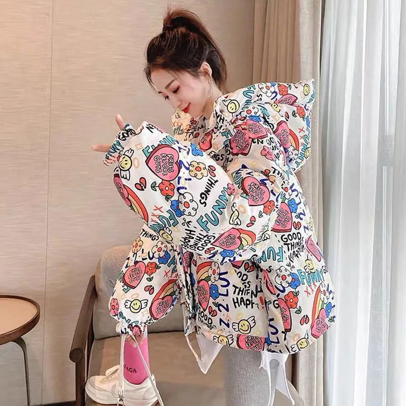 Graffiti Oversized Puffer Jacket