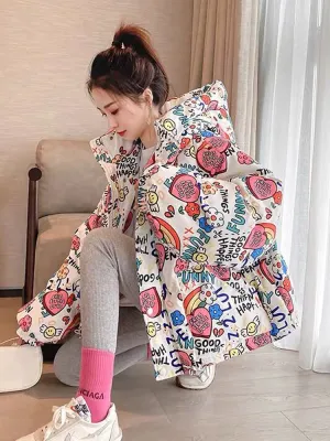 Graffiti Oversized Puffer Jacket