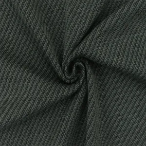 Gray-Black Twill-Like Jacquard Stretch Wool-Cotton Double Knit Fabric