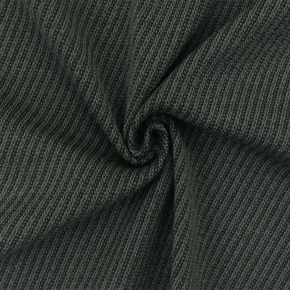 Gray-Black Twill-Like Jacquard Stretch Wool-Cotton Double Knit Fabric