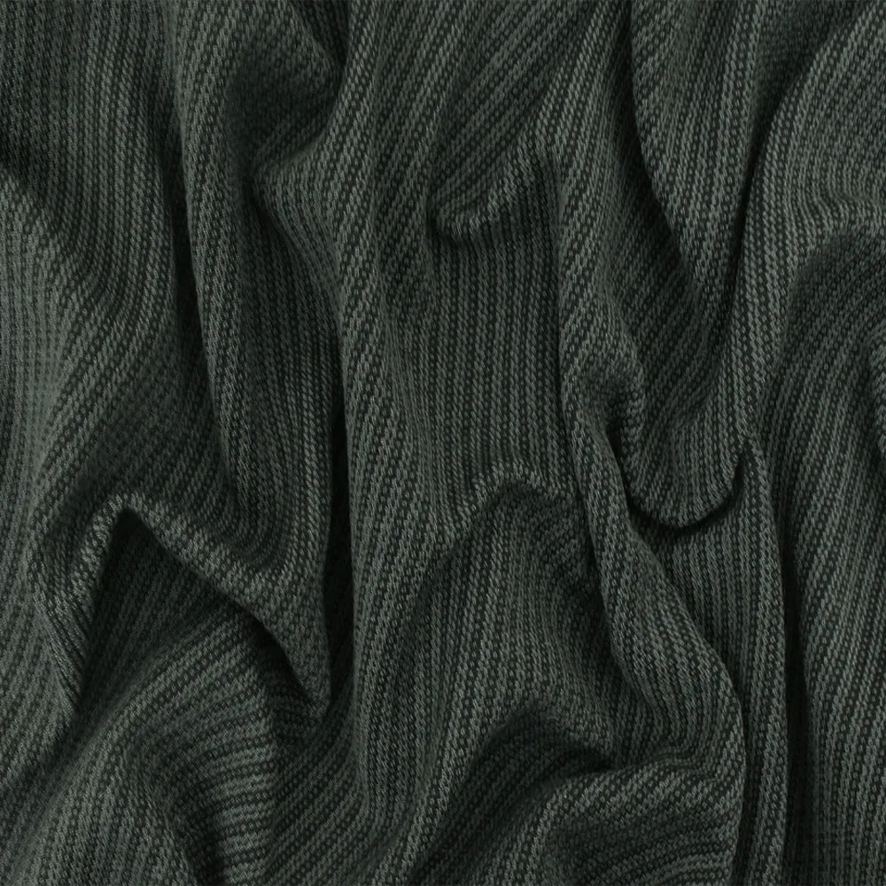 Gray-Black Twill-Like Jacquard Stretch Wool-Cotton Double Knit Fabric