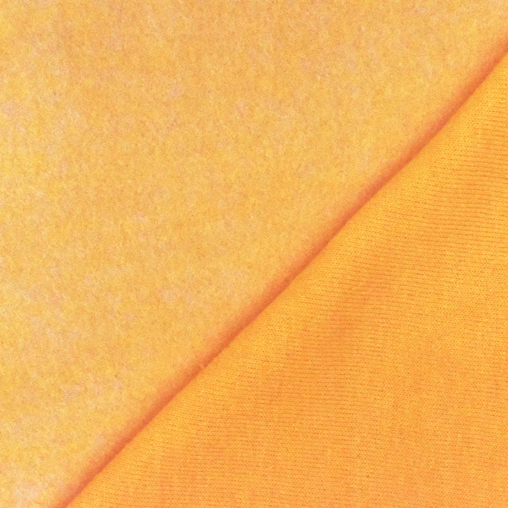 Happy Yellow Solid Stretch Polyester Cotton Brush Terry Fleece Knit Fabric