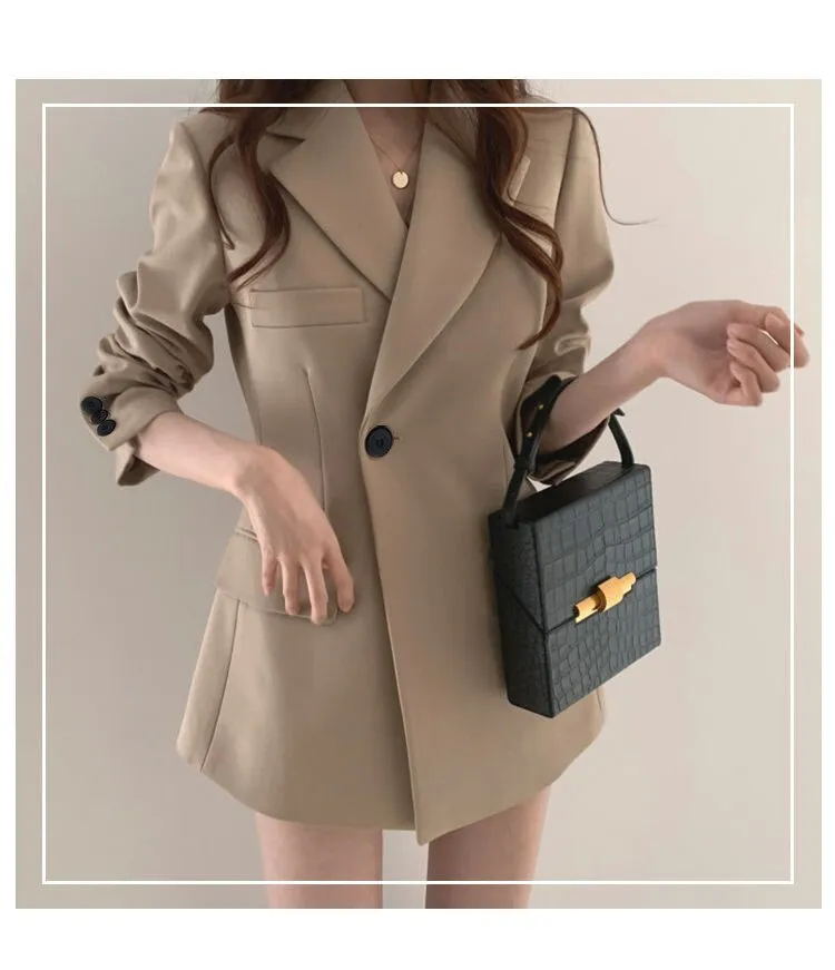 Joskaa Spring Blazers Women Fashion Streetware Casual Commuting Lapel Single Button Slim Oversized Blouse Jacket Fall Outfits 2024
