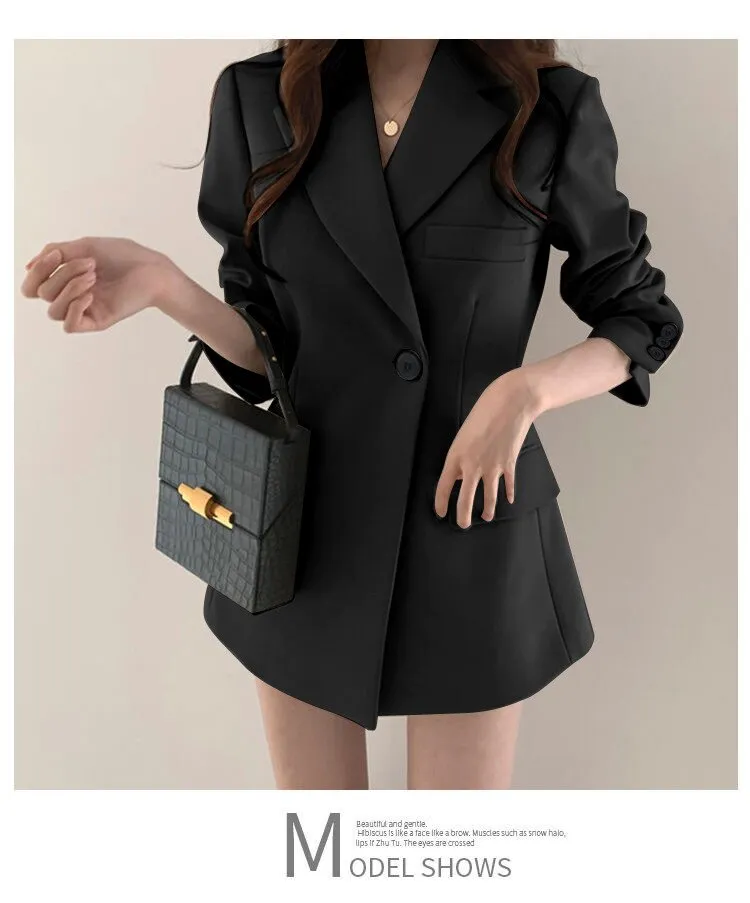 Joskaa Spring Blazers Women Fashion Streetware Casual Commuting Lapel Single Button Slim Oversized Blouse Jacket Fall Outfits 2024