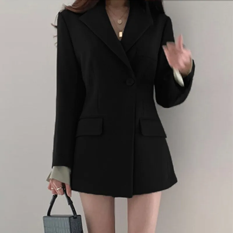 Joskaa Spring Blazers Women Fashion Streetware Casual Commuting Lapel Single Button Slim Oversized Blouse Jacket Fall Outfits 2024