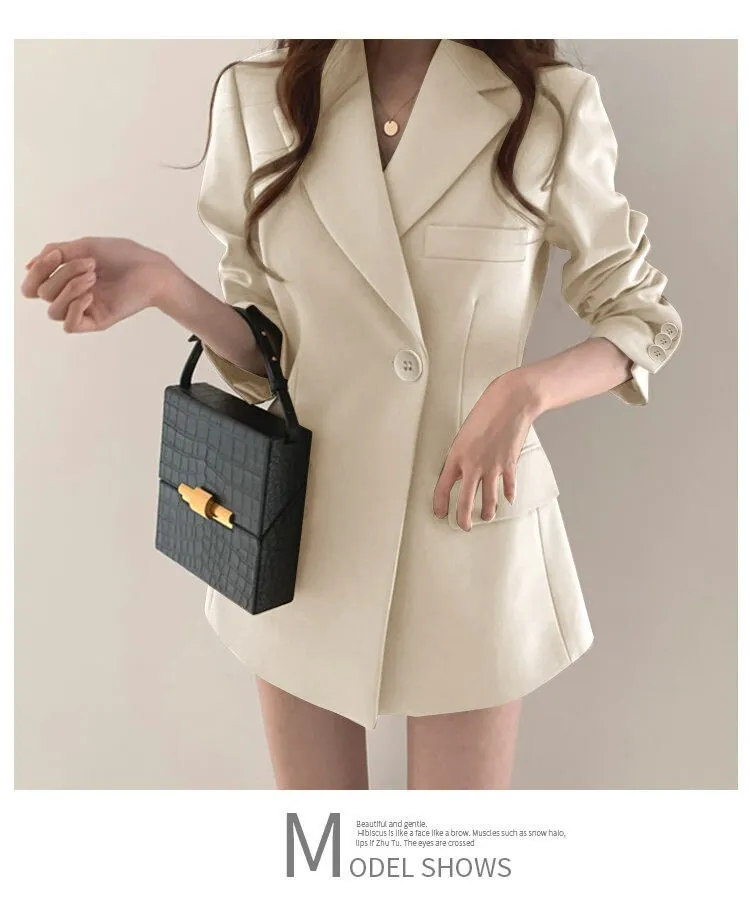 Joskaa Spring Blazers Women Fashion Streetware Casual Commuting Lapel Single Button Slim Oversized Blouse Jacket Fall Outfits 2024