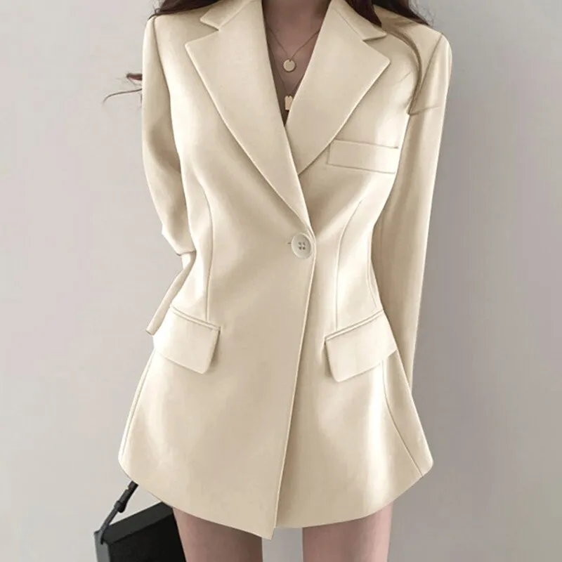 Joskaa Spring Blazers Women Fashion Streetware Casual Commuting Lapel Single Button Slim Oversized Blouse Jacket Fall Outfits 2024