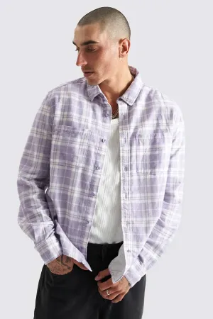 KISS CHACEY Mens La Brea Casual Long Sleeve Check Shirt - Heirloom Lilac Check