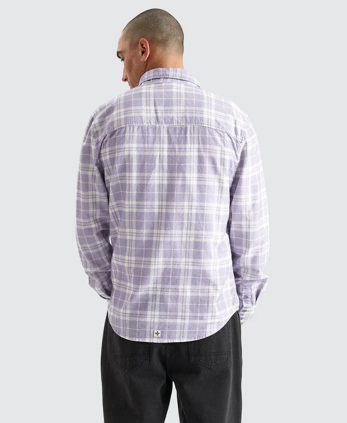 KISS CHACEY Mens La Brea Casual Long Sleeve Check Shirt - Heirloom Lilac Check