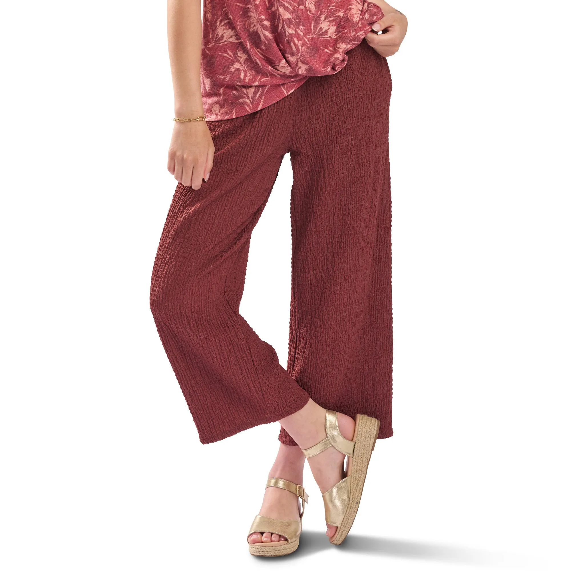 lily morgan Women's Crinkle Cropped Pants