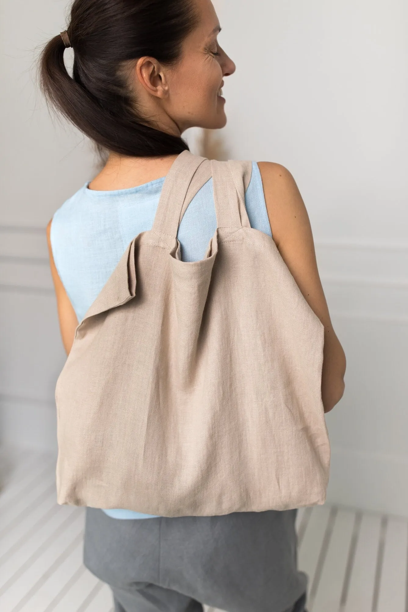 Linen Tank Top TEIDE In Sky Blue