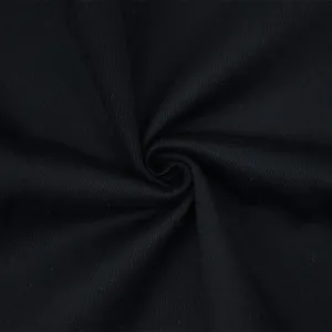Midnight Black Wool Blend Solid Double Twill Jacketing Fabric