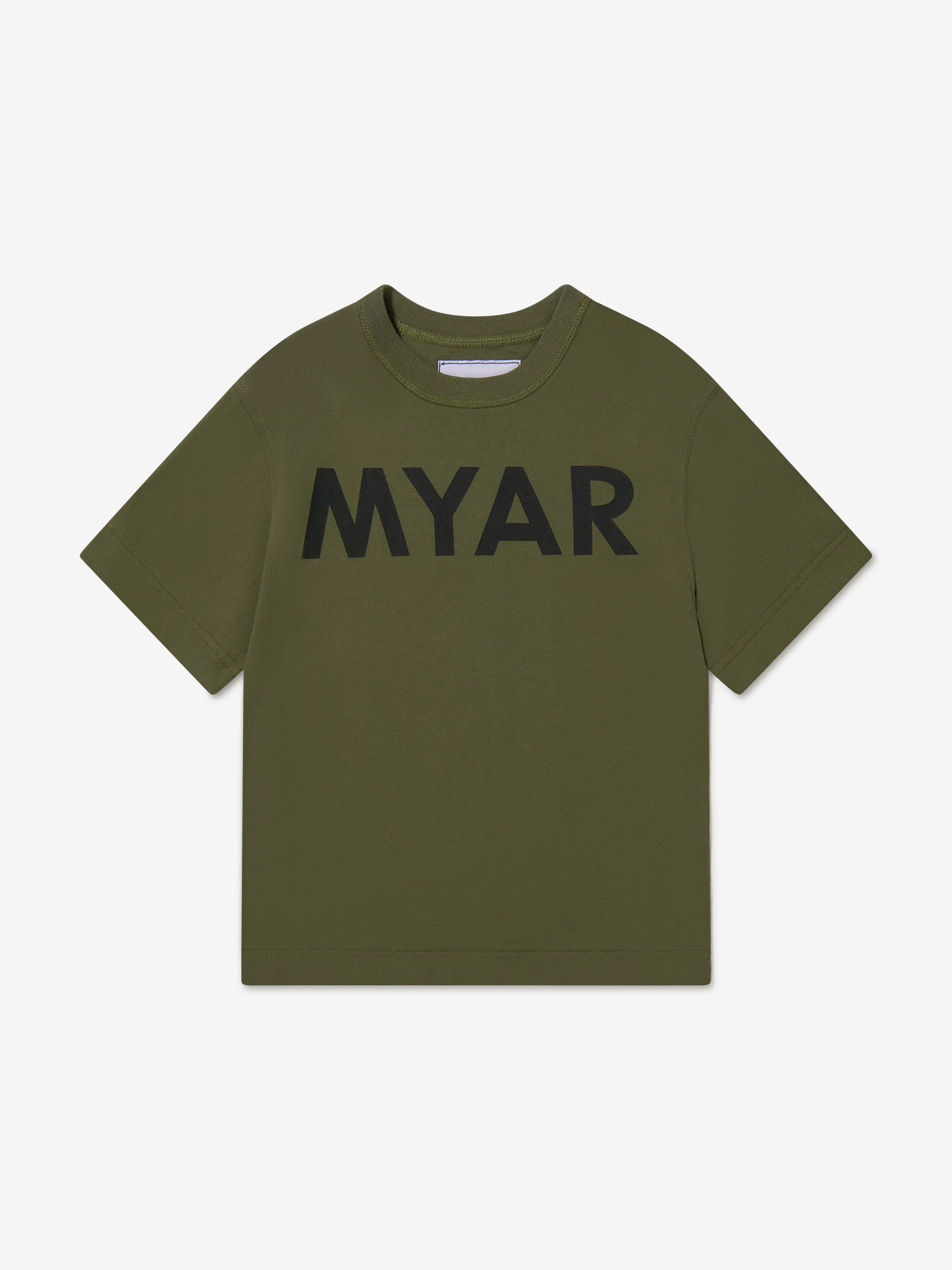Myar Boys Cotton Logo Print T-Shirt in Green