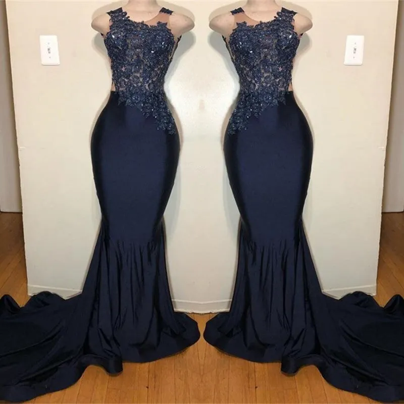 Off The Shoulder Sleeveless Mermaid Prom Dress with Intricate Appliques