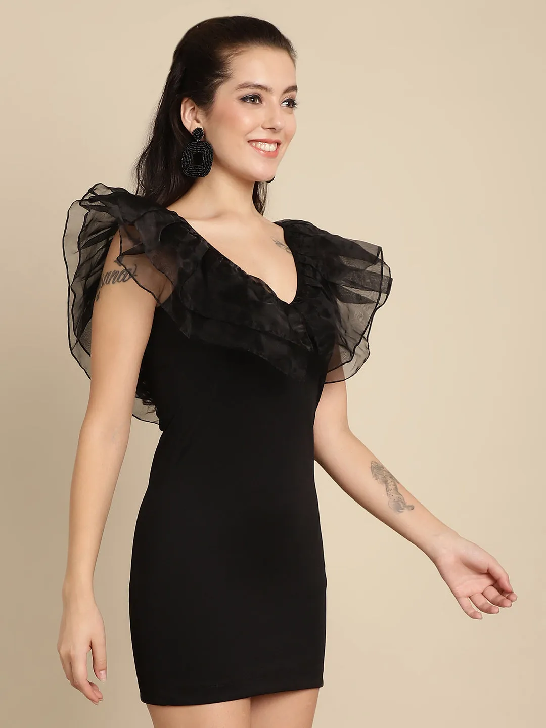 Organza Frill Short Dress