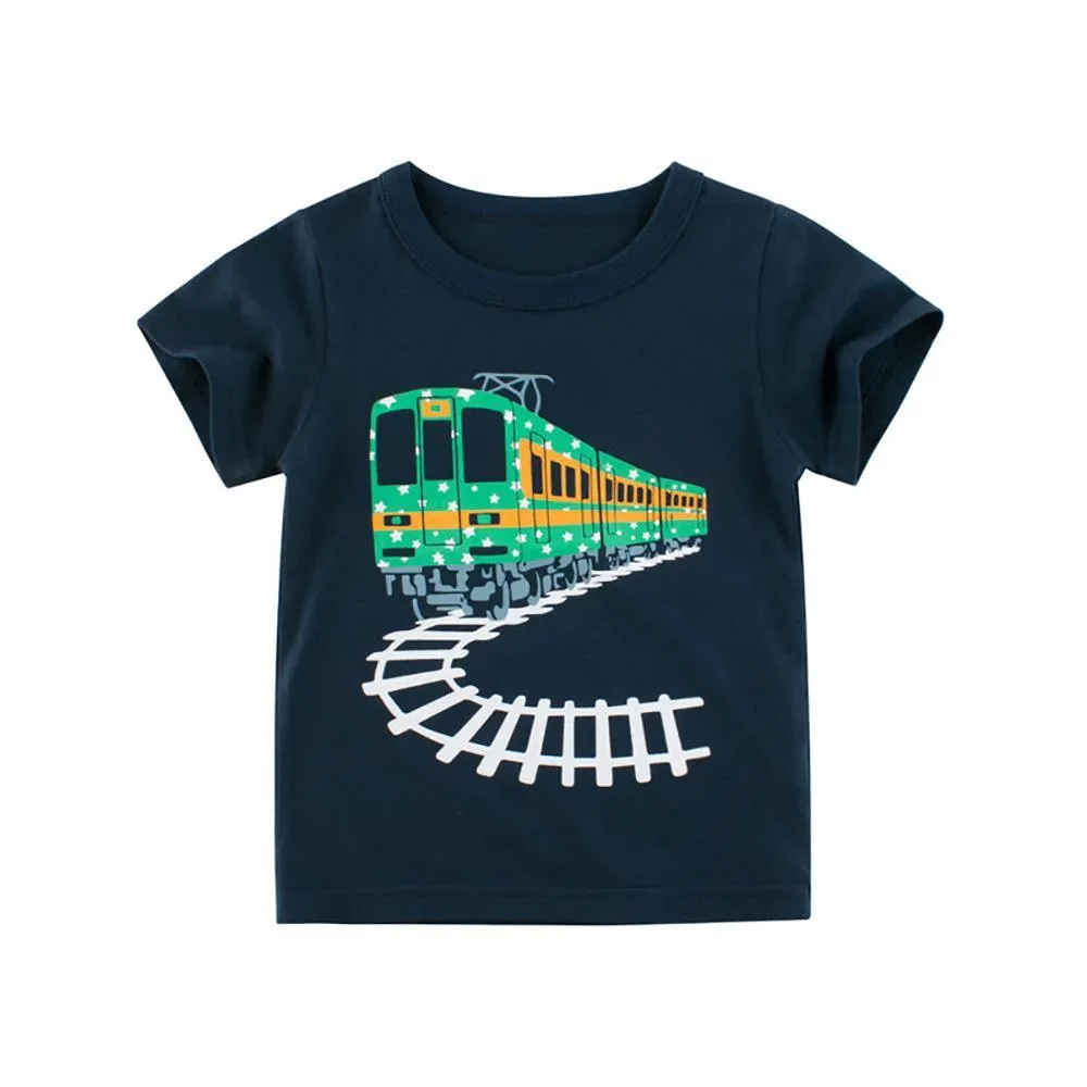 RAILWAY TRAIN PRINTED GRAPHIC T-SHIRT