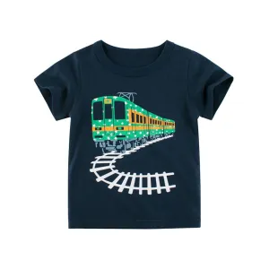 RAILWAY TRAIN PRINTED GRAPHIC T-SHIRT