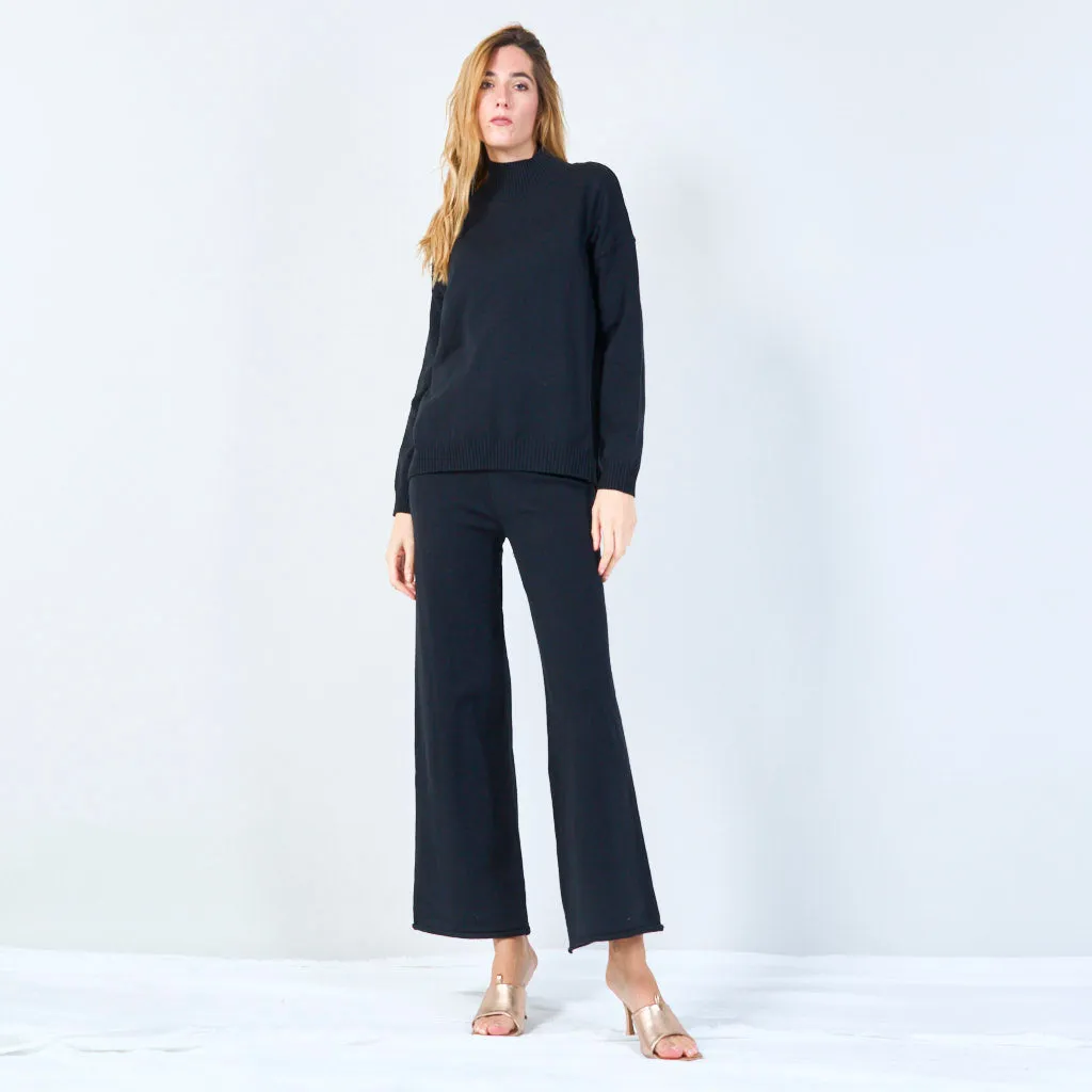 Ribbed high-neck knit set wholesale
