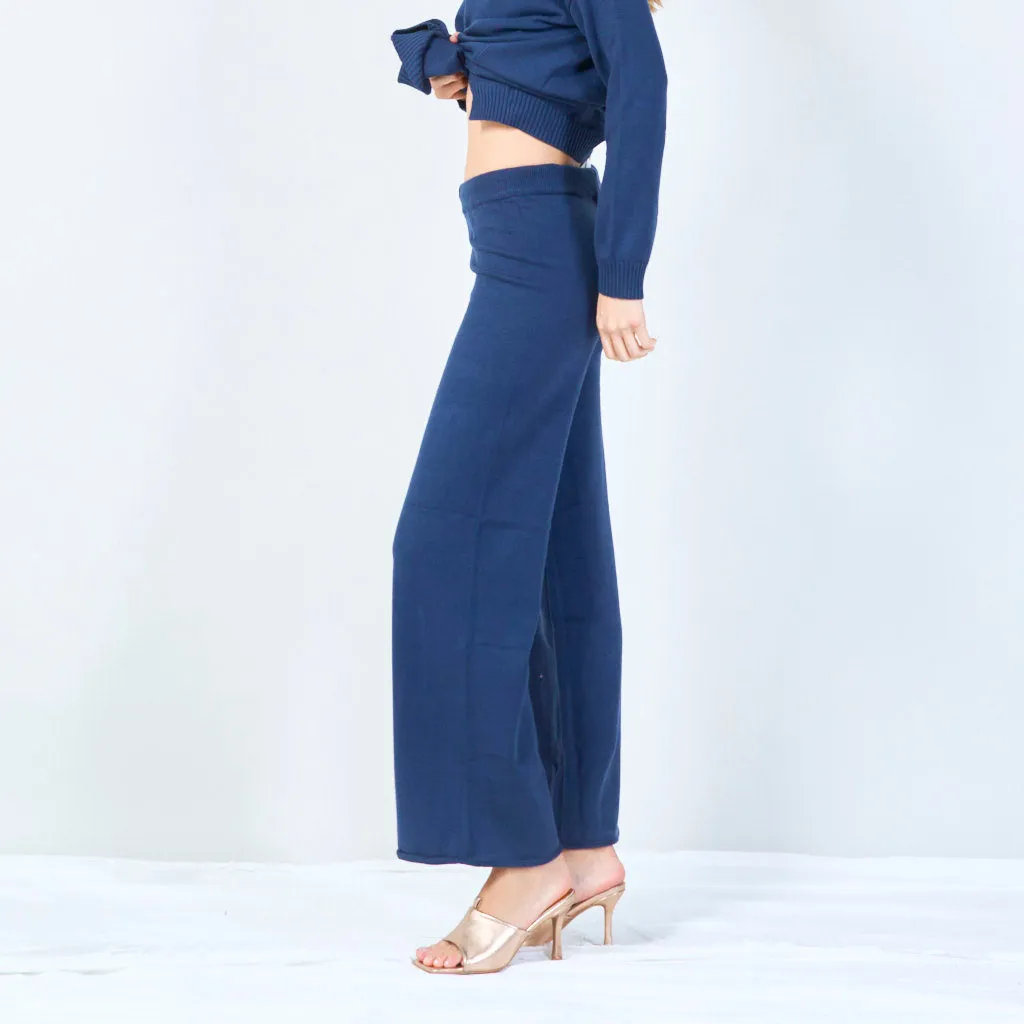 Ribbed high-neck knit set wholesale
