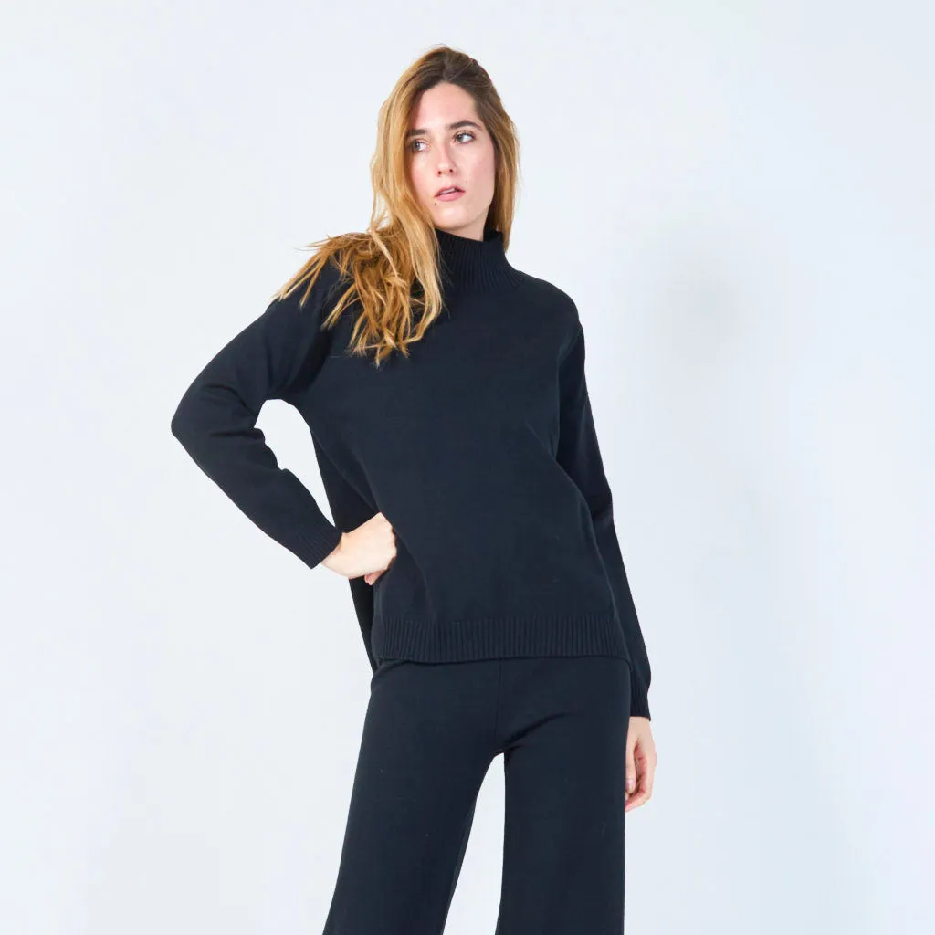 Ribbed high-neck knit set wholesale