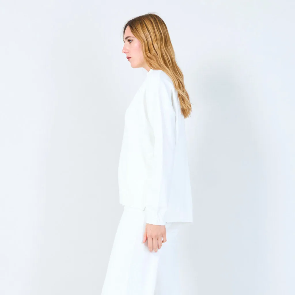 Ribbed high-neck knit set wholesale