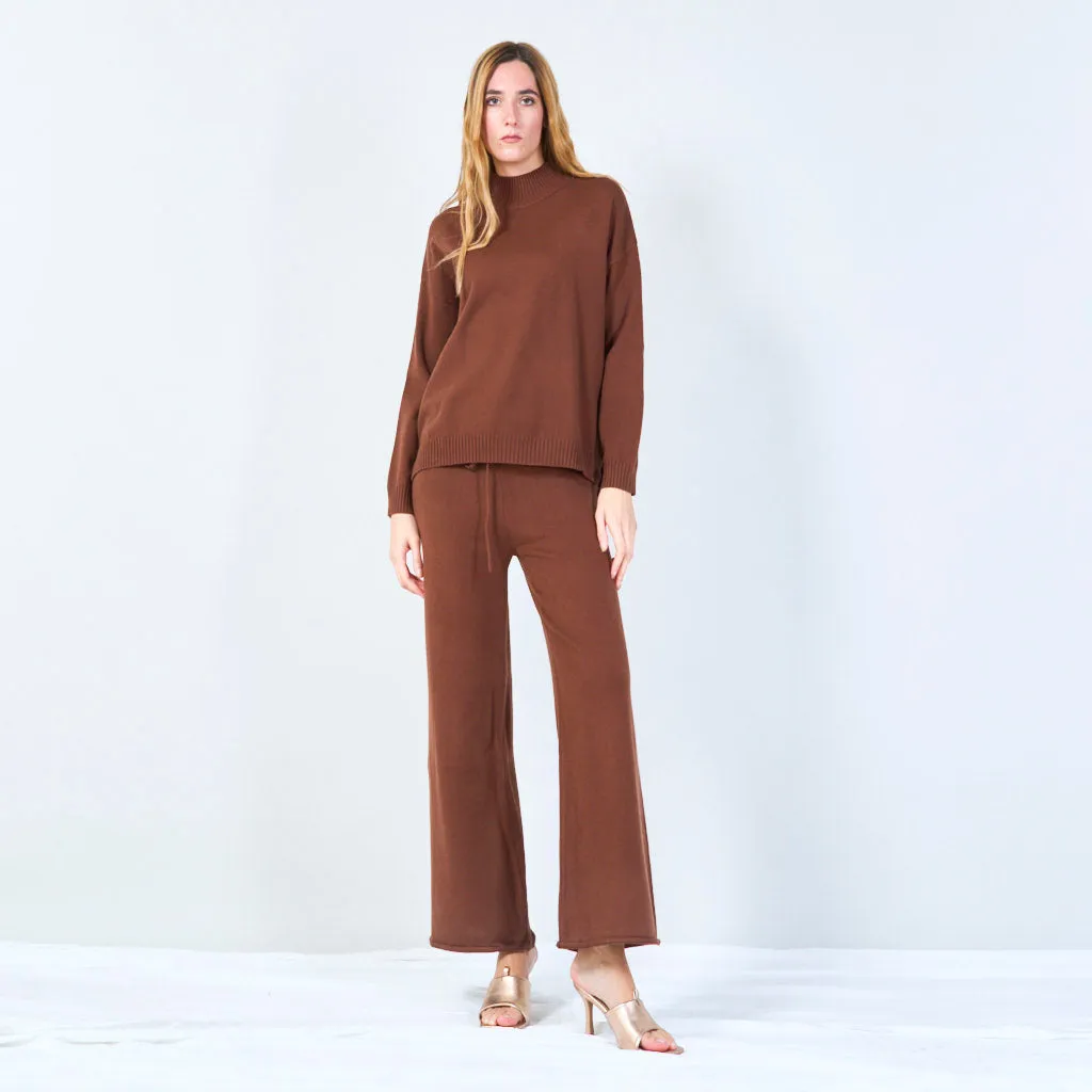 Ribbed high-neck knit set wholesale