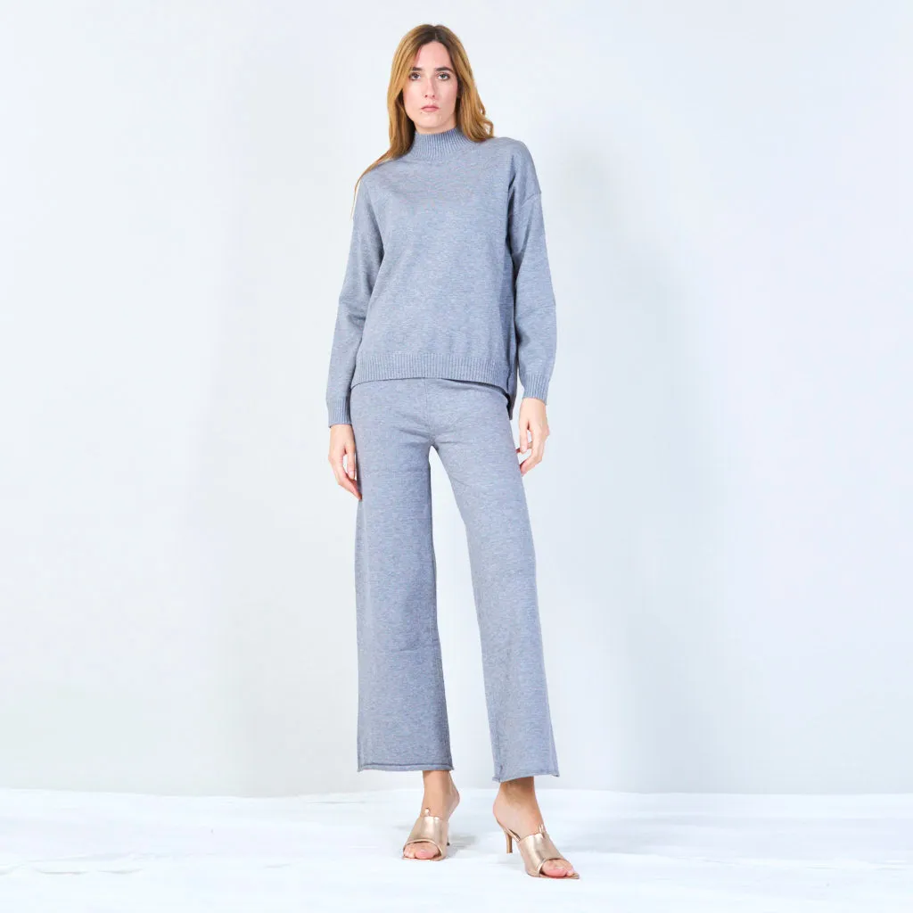 Ribbed high-neck knit set wholesale