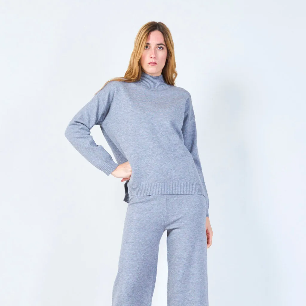 Ribbed high-neck knit set wholesale