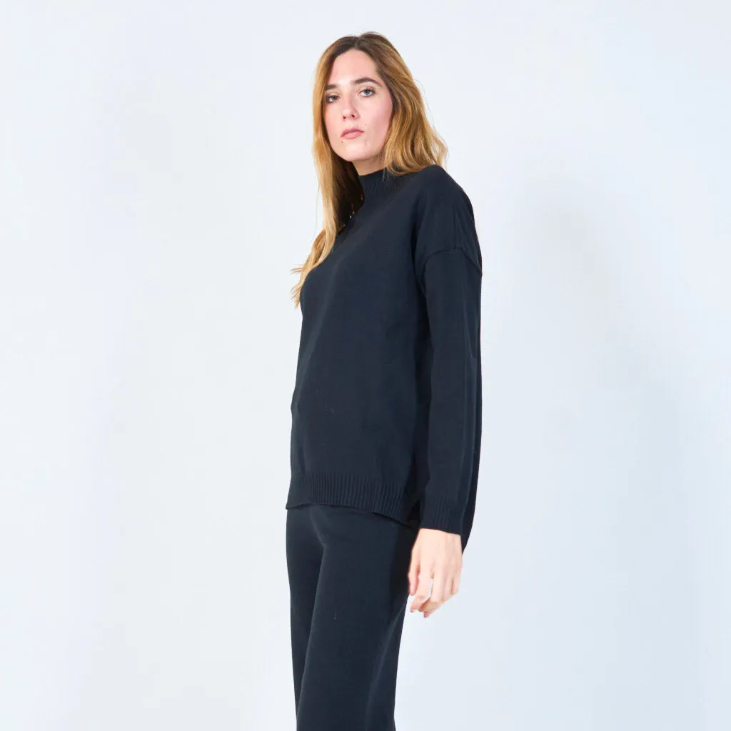 Ribbed high-neck knit set wholesale